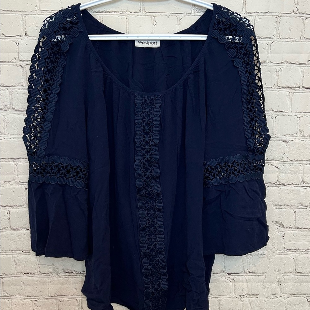 WESTPORT Blue lace Blouse size 1x